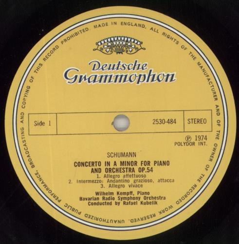 Robert Schumann Schumann: Klavierkonzert A-Moll = Piano Concerto In A Minor / Konzertst�ck G-dur (In G Major) Op.92 vinyl LP album (LP record) UK S5-LPSC861757