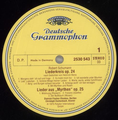 Robert Schumann Schumann: Lieder Op. 24  Aus "Myrthen" Op. 25 vinyl LP album (LP record) German S5-LPSC857587