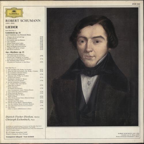 Robert Schumann Schumann: Lieder Op. 24  Aus "Myrthen" Op. 25 vinyl LP album (LP record) German S5-LPSC857587