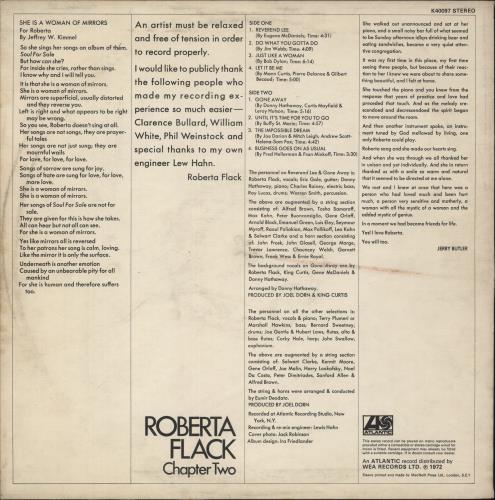 Roberta Flack Chapter Two vinyl LP album (LP record) UK RFKLPCH375054