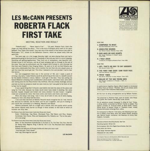 Roberta Flack First Take vinyl LP album (LP record) UK RFKLPFI821025