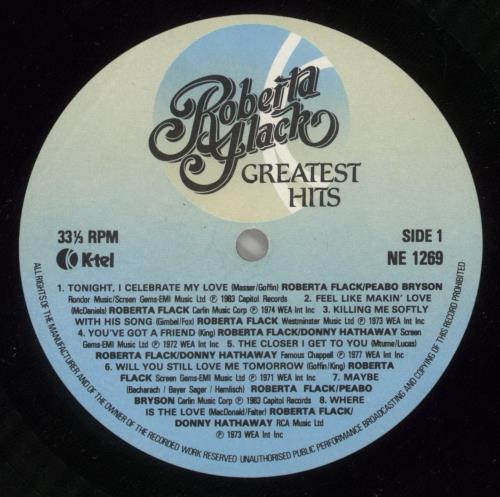 Roberta Flack Greatest Hits vinyl LP album (LP record) UK RFKLPGR676431