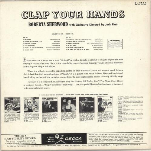 Roberta Sherwood Clap Your Hands vinyl LP album (LP record) US 3RSLPCL711669