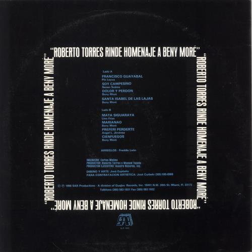 Roberto Torres Roberto Torres Rinde Homenaje A Benny Mor� vinyl LP album (LP record) US 1RLLPRO748211