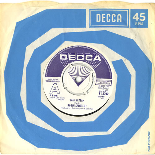 Robin Sarstedt Manhattan 7" vinyl single (7 inch record / 45) UK RS707MA603232