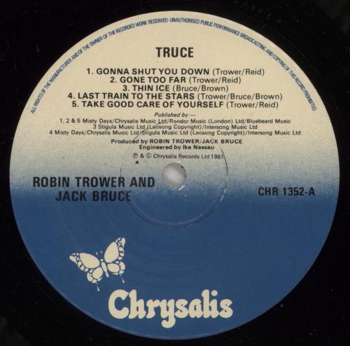 Robin Trower & Jack Bruce Truce - Gold promo stamped vinyl LP album (LP record) UK R1KLPTR614966