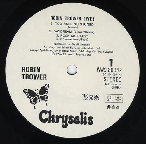 Robin Trower Live! vinyl LP album (LP record) Japanese RTRLPLI194203