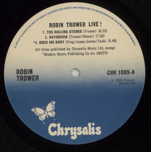 Robin Trower Live! vinyl LP album (LP record) UK RTRLPLI337772