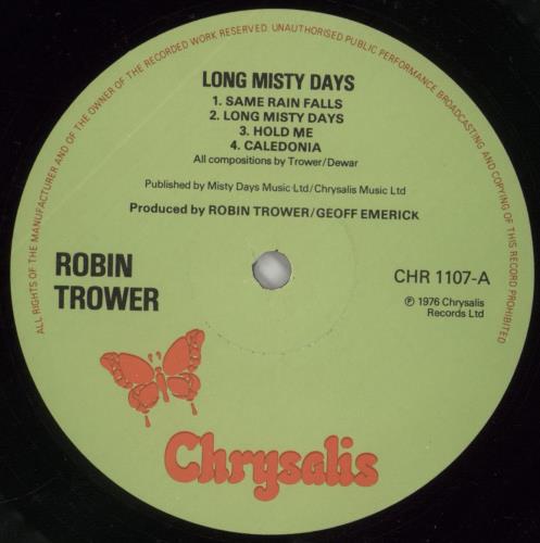 Robin Trower Long Misty Days - VG vinyl LP album (LP record) UK RTRLPLO621739