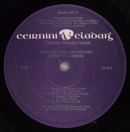 Robin Williamson Songs Of Love And Parting + Insert vinyl LP album (LP record) UK WLSLPSO70182