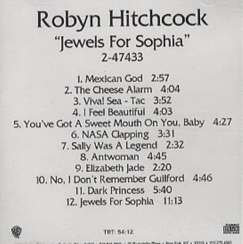 Robyn Hitchcock Jewels For Sophia CD album (CDLP) US RHICDJE145751