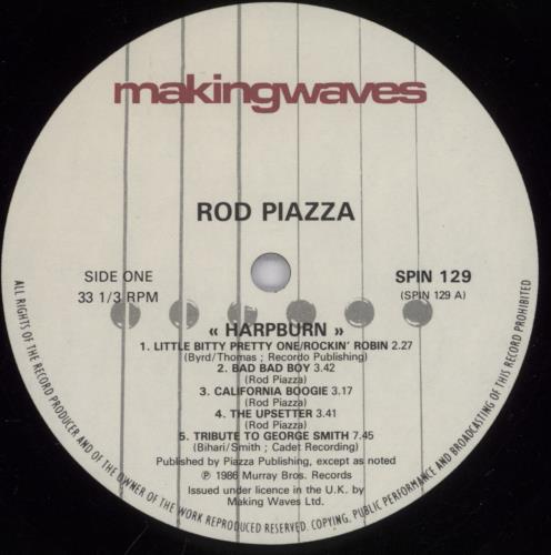 Rod Piazza Harpburn vinyl LP album (LP record) UK R2ELPHA893242