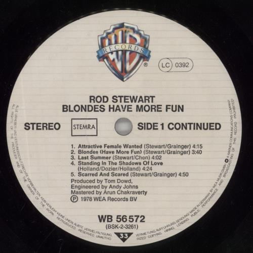 Rod Stewart Blondes Have More Fun - Autographed vinyl LP album (LP record) German RODLPBL862274