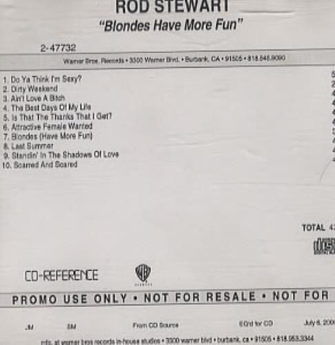 Rod Stewart Blondes Have More Fun CD-R acetate US RODCRBL340286