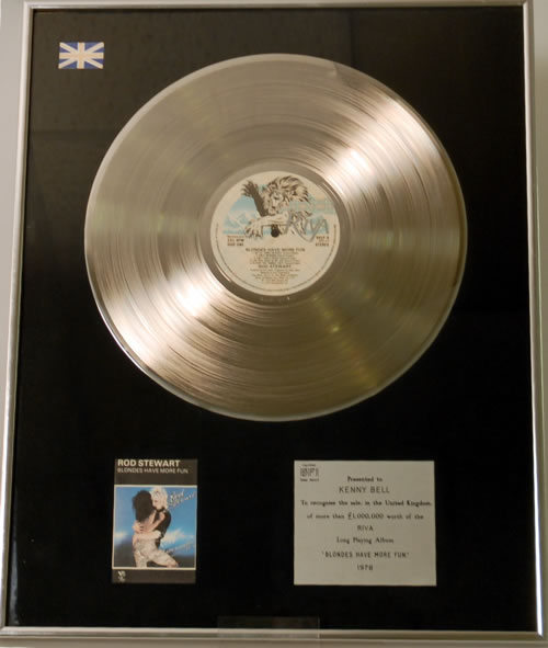 Rod Stewart Blondes Have More Fun award disc UK RODAWBL613610