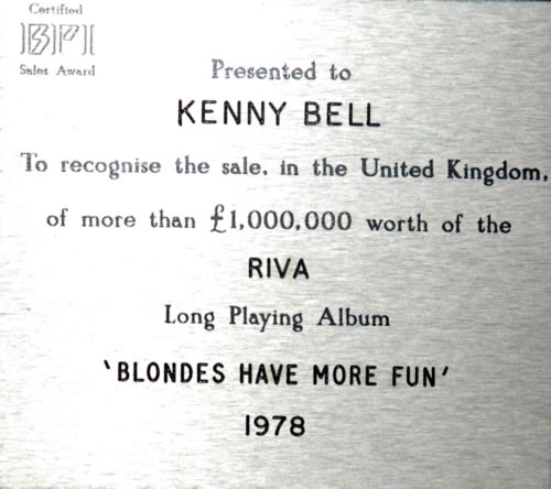 Rod Stewart Blondes Have More Fun award disc UK RODAWBL613610