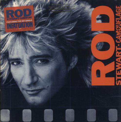 Rod Stewart Camouflage - gold promo stamp vinyl LP album (LP record) US RODLPCA692881
