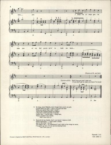 Rod Stewart Farewell sheet music UK RODSMFA850269