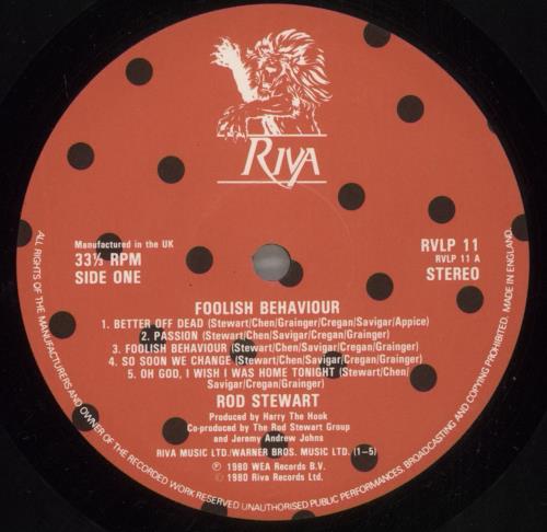 Rod Stewart Foolish Behaviour + Poster vinyl LP album (LP record) UK RODLPFO290745