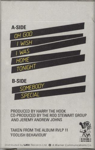 Rod Stewart Oh God I Wish I Was Home Tonight cassette single UK RODCSOH87670