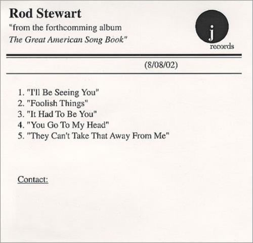 Rod Stewart The Great American Songbook - Sampler CD-R acetate US RODCRTH227283
