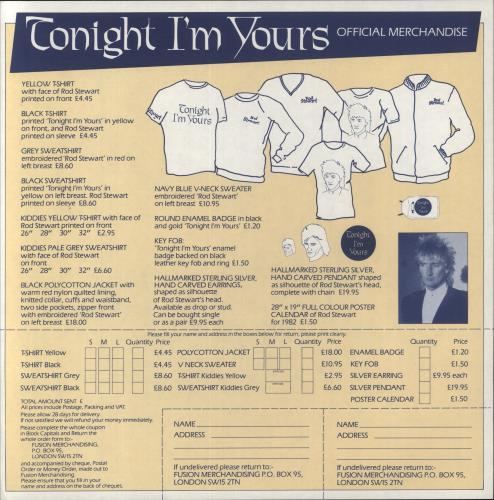 Rod Stewart Tonight I'm Yours + Merch Insert vinyl LP album (LP record) UK RODLPTO558114