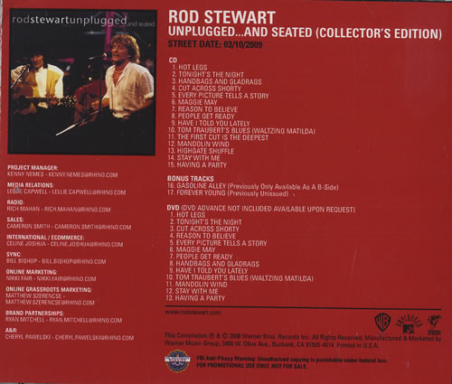 Rod Stewart Unplugged.... And Seated CD single (CD5 / 5") US RODC5UN468623