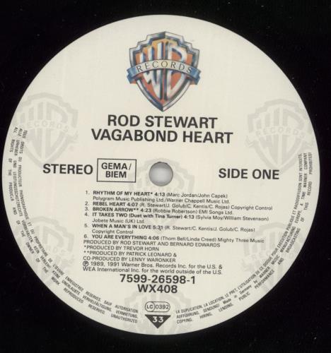 Rod Stewart Vagabond Heart - EX vinyl LP album (LP record) UK RODLPVA283222