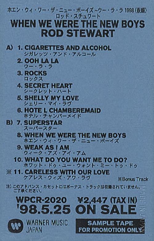 Rod Stewart When We Were The New Boys cassette album Japanese RODCLWH130732