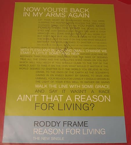 Roddy Frame Reason For Living - Autographed poster UK RDFPORE385853