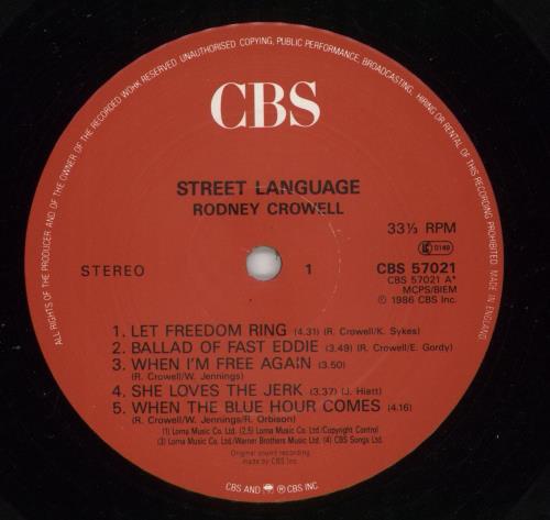 Rodney Crowell Street Language vinyl LP album (LP record) UK RCXLPST445964