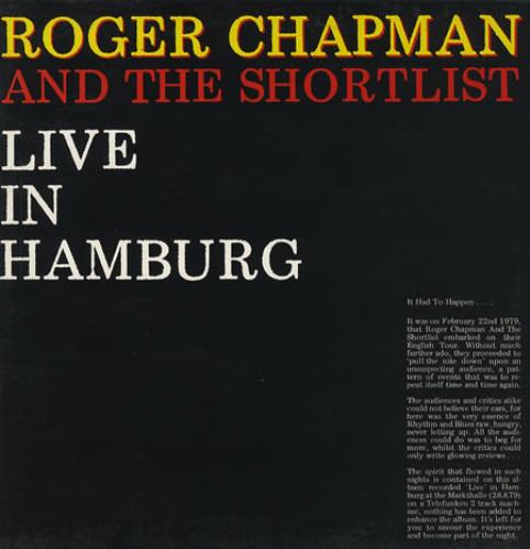 Roger Chapman Live In Hamburg vinyl LP album (LP record) German RGCLPLI347438