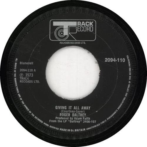 Roger Daltrey Giving It All Away - Wide 7" vinyl single (7 inch record / 45) UK RGD07GI681468