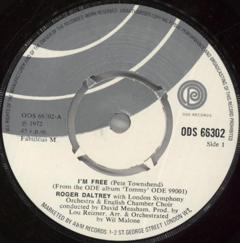 Roger Daltrey I'm Free 7" vinyl single (7 inch record / 45) UK RGD07IM116649