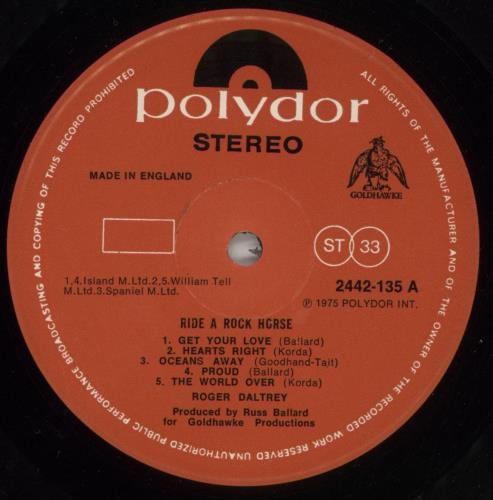 Roger Daltrey Ride A Rock Horse - gold stamped vinyl LP album (LP record) UK RGDLPRI874585