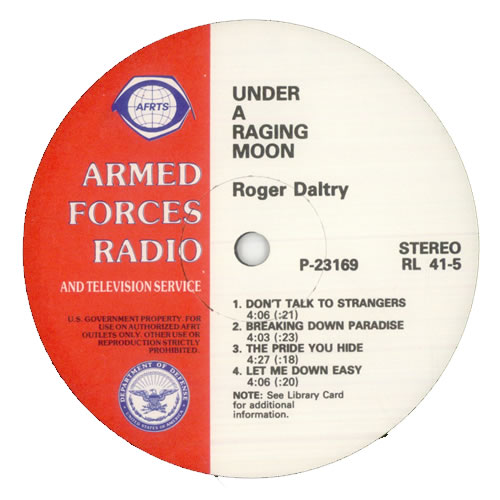 Roger Daltrey Under A Raging Moon vinyl LP album (LP record) US RGDLPUN514127