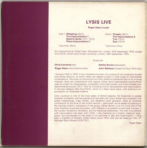 Roger Dean's Lysis Lysis Live vinyl LP album (LP record) UK Y2ILPLY705223