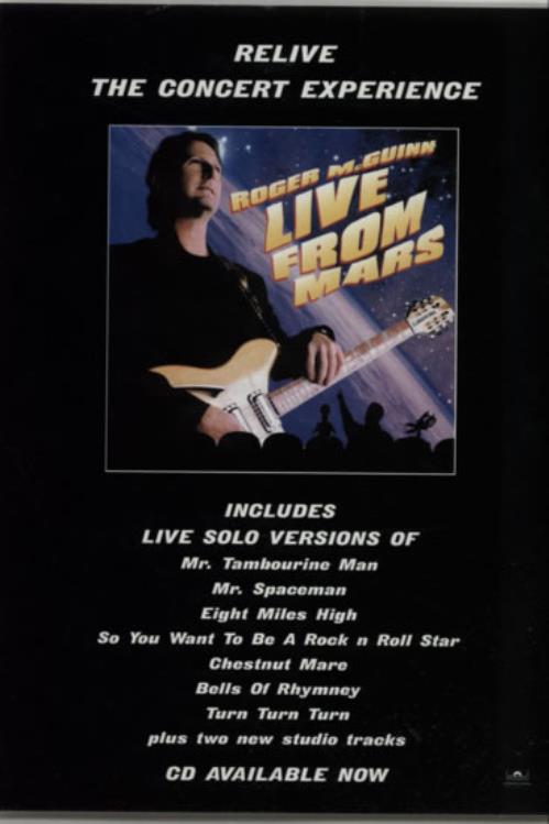 Roger McGuinn Live From Mars - Autographed Flyer memorabilia UK MCGMMLI604288