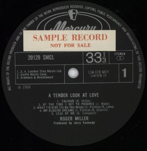 Roger Miller (Country) A Tender Look At Love - Factory Sample vinyl LP album (LP record) UK RBZLPAT792014