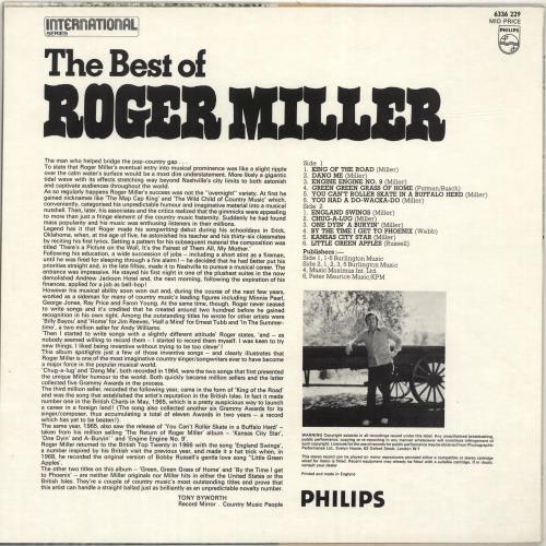 Roger Miller (Country) The Best Of Roger Miller vinyl LP album (LP record) UK RBZLPTH358003