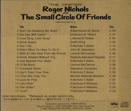 Roger Nichols & Small Circle The Drifter CD album (CDLP) Japanese RGNCDTH552147