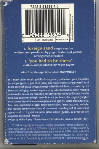 Roger Taylor Foreign Sand cassette single UK ROGCSFO33467