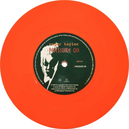 Roger Taylor Pressure On - Orange Vinyl + Numbered Sleeve 7" vinyl single (7 inch record / 45) UK ROG07PR122074
