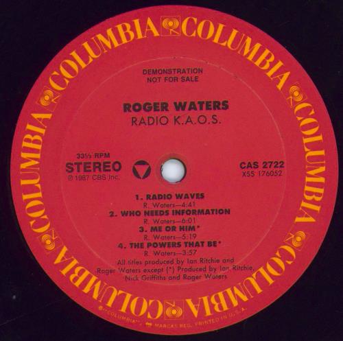Roger Waters Radio K.A.O.S. vinyl LP album (LP record) US RWALPRA22848