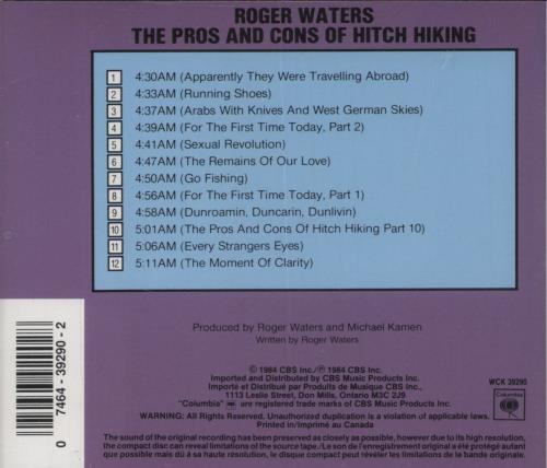 Roger Waters The Pros And Cons Of Hitch Hiking CD album (CDLP) Canadian RWACDTH236513