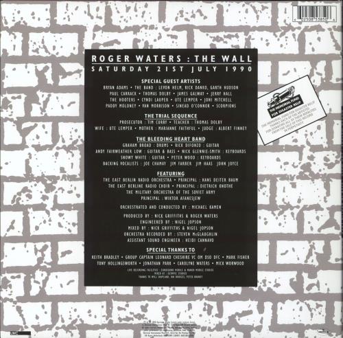 Roger Waters The Wall - Live in Berlin - RSD 2020 - Clear Vinyl 2-LP vinyl record set (Double LP Album) UK RWA2LTH798068
