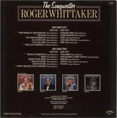 Roger Whittaker The Songwriter 2-LP vinyl record set (Double LP Album) UK RWH2LTH717870