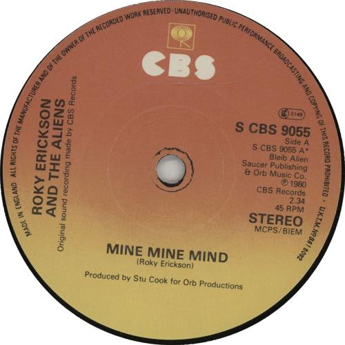 Roky Erickson Mine Mine Mind 7" vinyl single (7 inch record / 45) UK ROK07MI106868