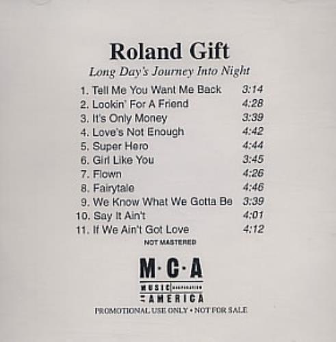 Roland Gift Long Day's Journey Into Night CD-R acetate US RLGCRLO197836