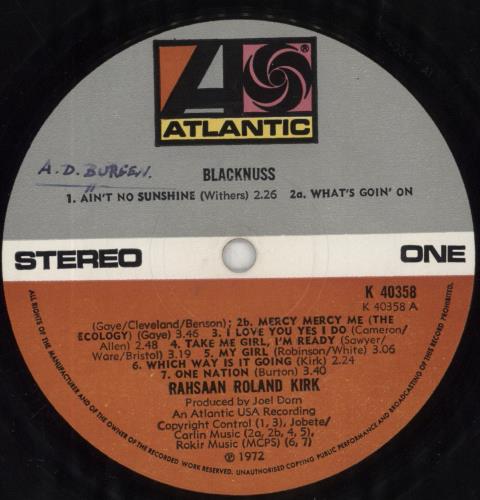 Roland Kirk Blacknuss vinyl LP album (LP record) UK LKKLPBL746190